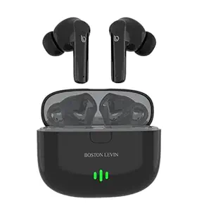 BOSTON LEVIN Levin Stormbuds TWS Quad Mic Ai Enc in Ear Earbuds with Bt 5.3, Dual-Ear Calling,Type-C Charging,Ipx5,13Mm Drivers,Playtime Upto 32H,50Ms Low Latancy,Fully Touch Control in Ear Earbuds