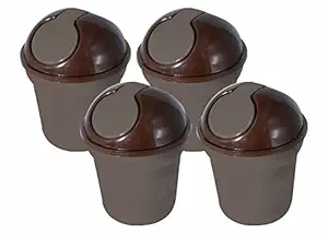 Wonder Homeware Server Euro Dustbin for Car/Desk, Set of 4 Pc Dustbin 2 LTR, Coffee Color