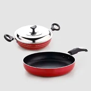 Crystal Platinum Series 2 Pcs Nonstick Cookware Set | 250mm Kadai + 250mm Fry Pan