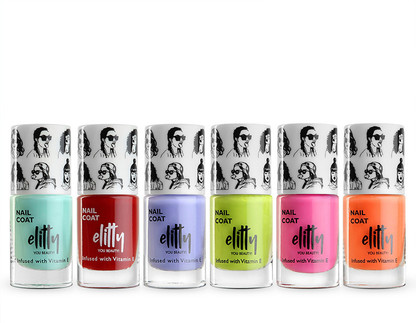 Elitty Nail Polish Combo -Thriving (Aqua, Purple, Orange, Pink, Green, Red)