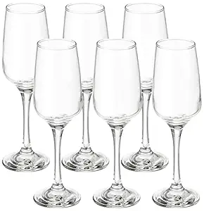 Amazon Brand - Solimo Champagne Glass Set, 220ml, Set of 6, Transparent