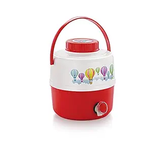 Cello Travel Star Pastic Insulated Water Jug | Hot & Cold | Easy to Carry | 16 litres, White & Red