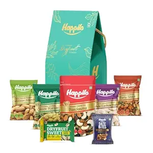 Happilo Premium Rakhi Gift Pack with 11 Inclusions | Rakhi, Roli Chawal, Dry Fruit Sweet, Almond, Cashew, Raisin, Date Bite, Panchmewa, Snack, Magnet & Card, Dry Fruits ROBIN Gift Box
