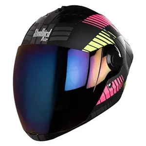 Steelbird SBA-2 Robot Glossy Pink with Neon with Rainbow Visor,580 mm