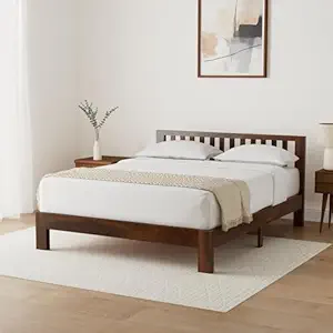 Amazon Brand - Solimo Petra Solid Sheesham Wood Queen Bed (Teak Finish)