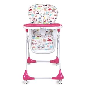 LuvLap Royal High Chair for Baby, EN 71 Certified, 3 Position Recline, Baby Feeding Chair with 7 Level Height Adjustment, Adjustable Footrest, 6 Months+ (Pink)