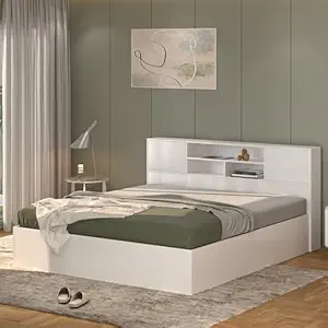 Callas Neville Engineered Wood King Size Bed (White, King Size with Storage)