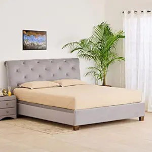 Home Centre Stellar Ora Fabric Queen Bed with Hydraulic Storage - Grey
