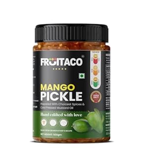 Fruitaco Mango Pickle Authentic Indian Pickle with Tangy and Spicy Flavor | Perfect Side for Meal (500 Gm, Mango Pickle)