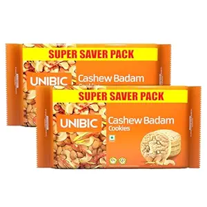 Unibic Cashew Badam Cookies, 450gm (Pack of 2) | Nutty Goodness in Every Bite | Your Favorite Teatime Snack | 900gm