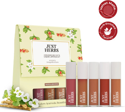 Just Herbs Enriched Liquid Lipstick Kit Set Of 5 Nudes