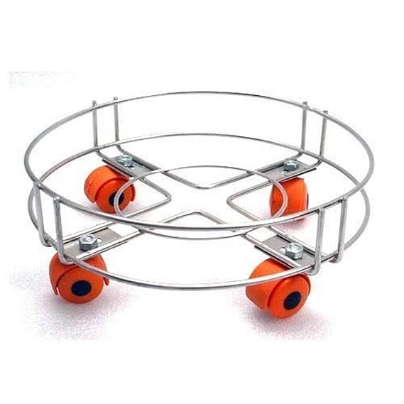 NH10 DESIGNS Stainless Steel Cylinder Trolley with Wheels