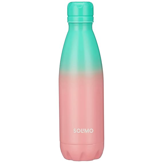Amazon Brand - Solimo Stainless Steel Insulated Cola Dual Colour Bottle (500ml) | Superior Durability | 100% Food-Safe | Leak Proof | BPA-Free Cap (Green & Pink)