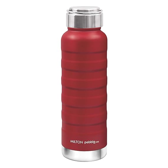 Milton Pebble 530 Thermosteel 24 Hours Hot and Cold Water Bottle, 530 ml, Red