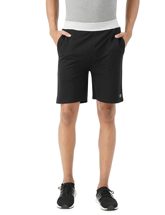 PUMP'D Men's Breathable Cotton Gym Shorts with Elasticated Waistband -Dry Tech, Anti-Odor, Lightweight, Soft Seams