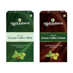 Roots & Stems Instant Green Coffee Mint Classic Premix Extract Powder