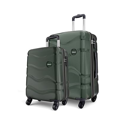 Safari Genius Fortis Set of 2 (Cabin + Medium) Trolley Bags Hard Case Polycarbonate, 4 Spinner Wheels, 360 Degree Wheeling Luggage, Travel Bag, Suitcase for Travel, Trolley Bags for Travel, Green