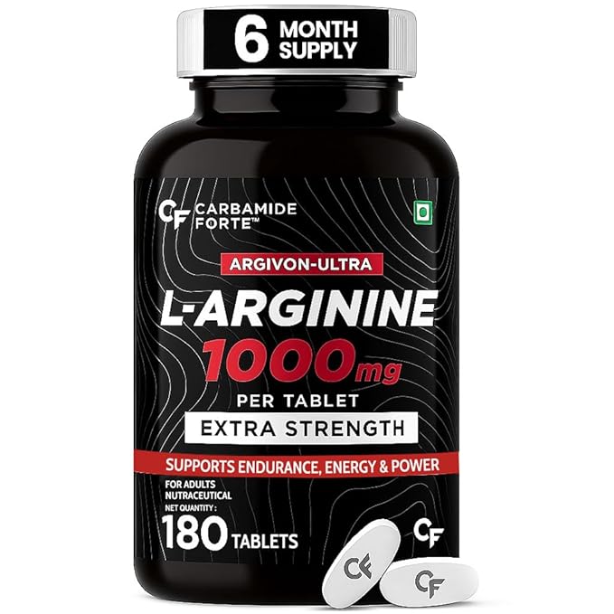 Carbamide Forte L Arginine 1000 mg | l-Arginine Supplements For Man | Boosts Nitric Oxide Production | Improved Oxygen Flow -Veg 180 Tablets