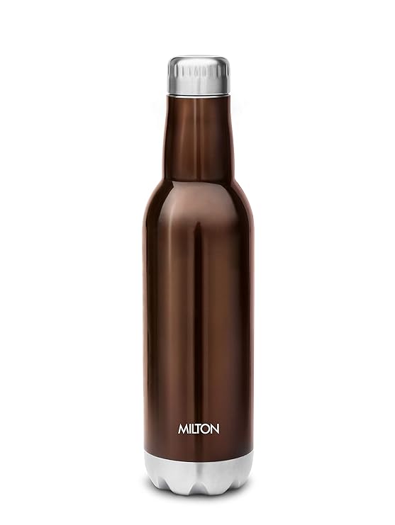 Milton Pride 600 Themosteel Hot and Cold Water Bottle, 500 ml, Dark Brown, Steel