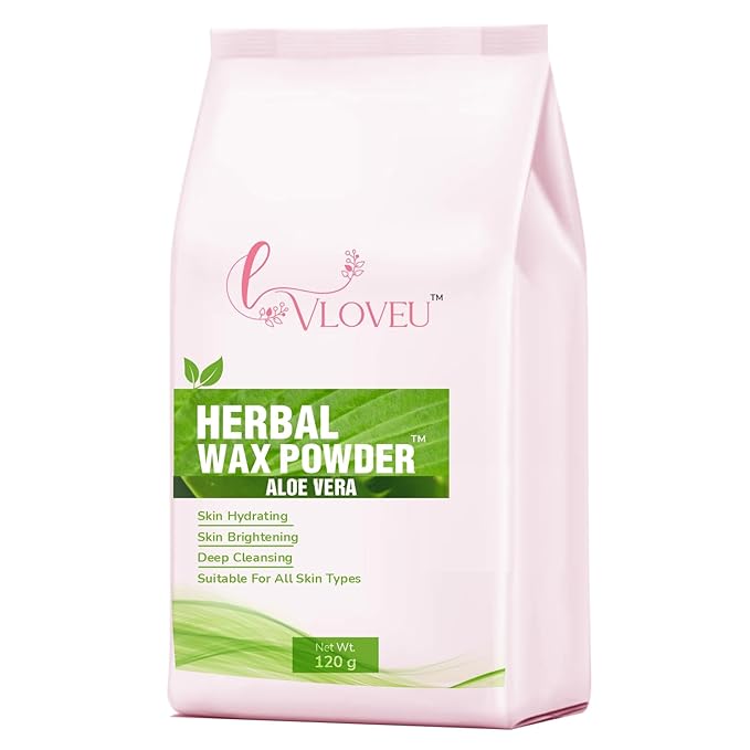 VLOVEU Wax Powder for Hair Removal for Women | Hair Removal Powder with Aloevera | Painless Herbal Wax Powder, All Skin Types Hands, Legs, Underarms, Bikini & Intimate Area - 120 gm (Pack of 1)