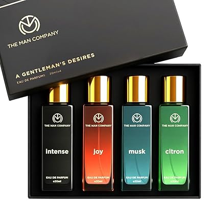 The Man Company Perfume Gift Set for Man 4 X 20ml | Premium Long-Lasting Fragrance EDP | Gift for him, Fathers day gift for dad | A Gentlemen's Desire for Travel, Office, Outing and Sports