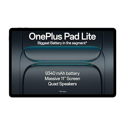 OnePlus Pad Lite with Biggest Battery in Segment 9340 mAh, Massive 11" (27.94 cm) Display with 500 nits Brightness & 11 Hours of Video Playback, 8GB RAM 128GB Storage, Wi-Fi + 4G, Aero Blue