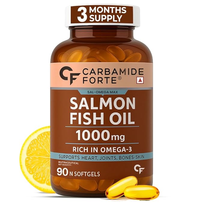 Carbamide Forte Omega 3 Fish Oil Capsules Softgel 1000mg | Omega 3 Supplement Softgel For Men & Women | Salmon Fish Oil Omega3 Supplement 90 Softgels