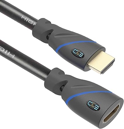 C & E 4K HDMI cord HDMI to HDMI cable @30Hz with Ethernet 20 ft Male to Female /6 Meter (Black, For TV)