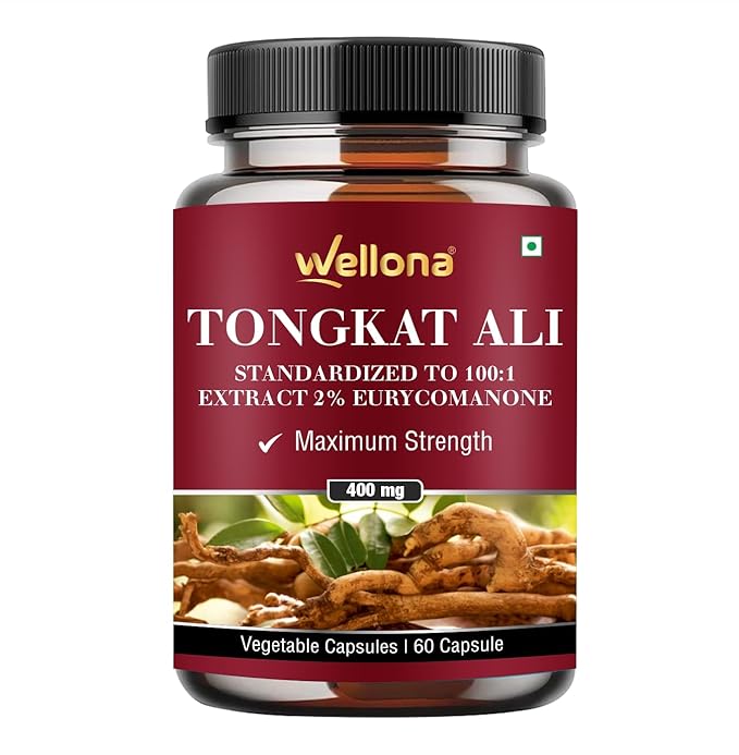 Wellona Tongkat Ali Supplement Root Extract 400mg Capsules for Men