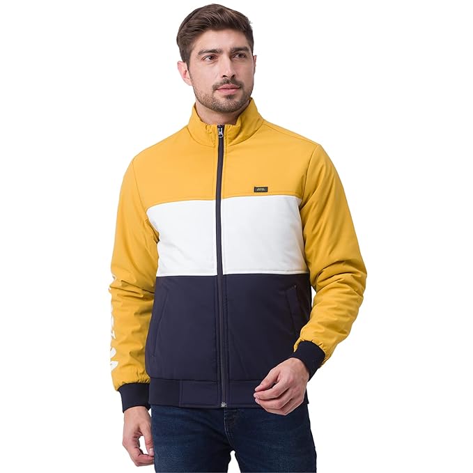 Spykar Men's Mustard Yellow Polyester Solid Full Sleeve Regular Fit Jackets