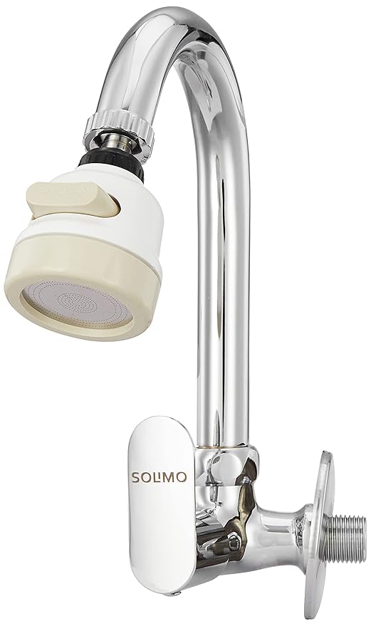 Amazon Brand - Solimo Brass Sink Tap with Flexible Neck, Chrome Finish (Dual Flow)