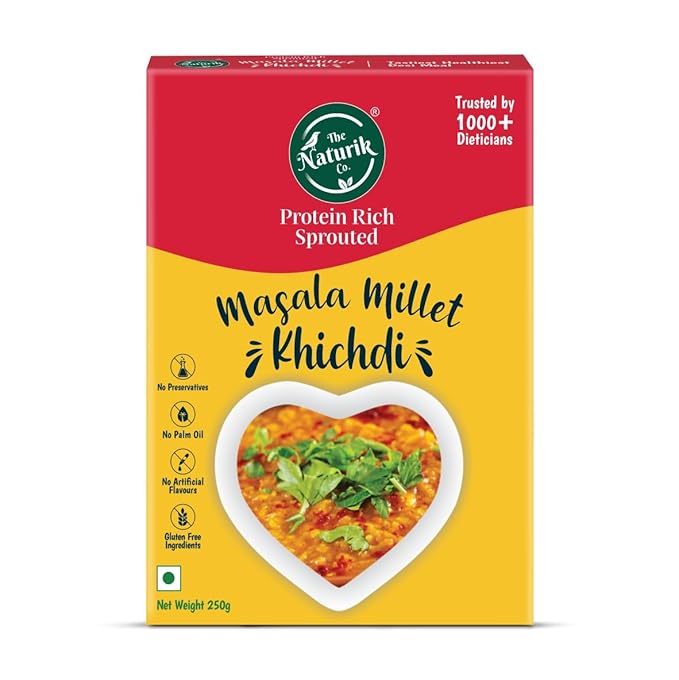 The Naturik Co. Masala Millet Khichdi 250g (Pack of 1), Ready to Cook, High Protein, Gluten-Free, Vegan, Low Calorie and No Preservative | As Seen On Shark Tank