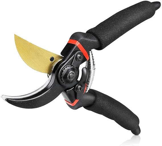 PLANETXERO 8 Inch Heavy Duty Gardening Scissor/Plant Cutter for Garden/Pruner for Plants/Branch Cutter for Plants/Flower Cutter/Secateurs/Pruning Shears (Titanium Blade, Black)