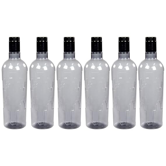 PEARLPET Nira- BPA-free Plastic Water Bottle Set of 6 Pcs, Each 1000ml, Grey