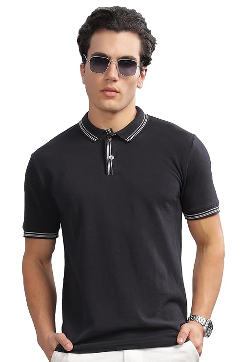 ADRO Polo T Shirt for Men | Black Polo T-Shirt | 100% Cotton Polo Tshirt | Regular Fit Polo| Available in Plus Size Polo