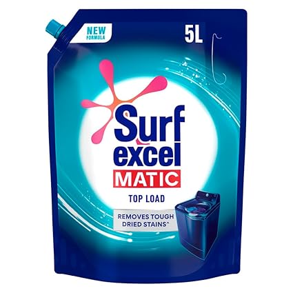Surf Excel Matic Top Load Liquid Detergent 5L Refill Pouch, 1st time in Washing Machine