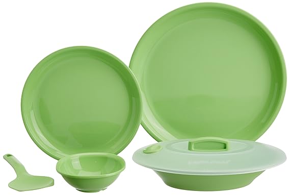 Signoraware Plastic Round Dinner Set (Parrot Green) - 23 Pieces