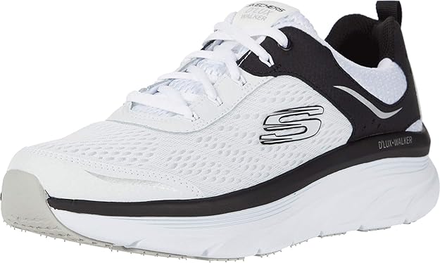 Skechers Mens D'LUX Walker - White Black Casual Shoe -7 UK (8 US)