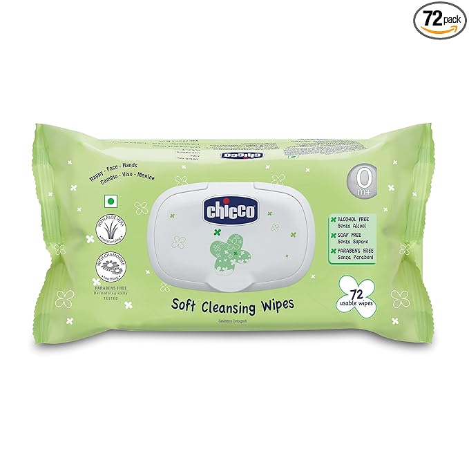 Chicco Baby Moments Soft Cleansing Baby Wipes for Nappy and Face