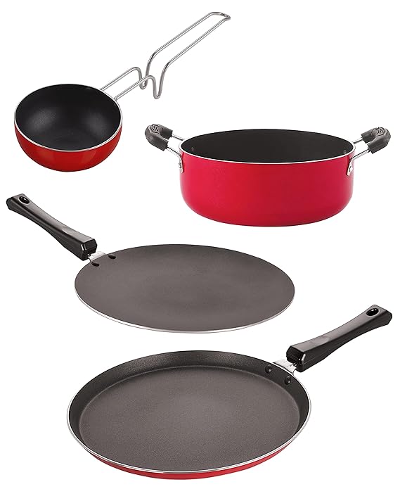 Nirlon Non-Stick Aluminium Heat Resistance Cookware Set of 4 Pieces