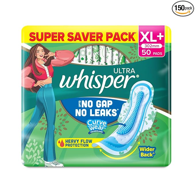 WHISPER ULTRA HYGIENE+COMFORT SANITARY PADS, Heavy Flow, Long Lasting Protection