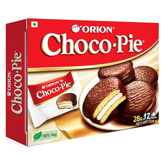 ORION Choco Pie - Chocolate Coated Soft Biscuit 12 Pcs Pack, 336 gram