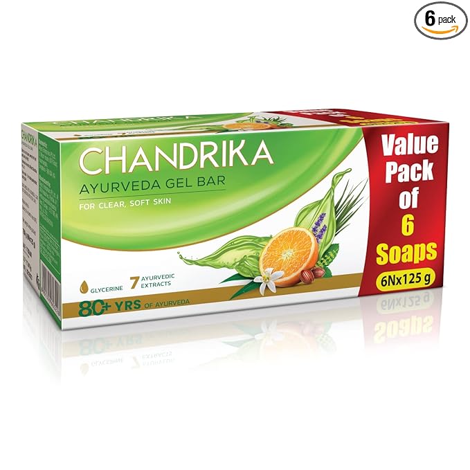 Glycerine Bath Soap| Chandrika Glycerine Ayurveda Gel Bar for Moisturized Skin