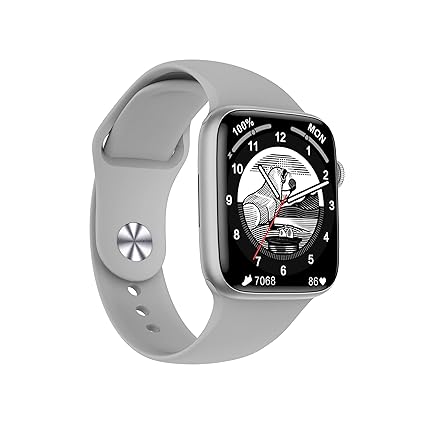 Salora uWear Smartwatch 1.9” HD Display, BT Calling, 500+ Watch Faces, Heart & SpO2 Monitoring, 11 Sports Modes, Sleep Monitor, Waterproof & 7 Days Battery iOS Android Compatible 2023(Silver+Grey)