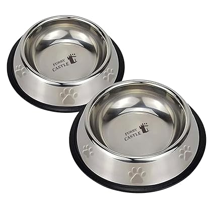 Furry castle Stainless Steel Dog Bowl | Non-Slip Puppy Food & Water Bowls