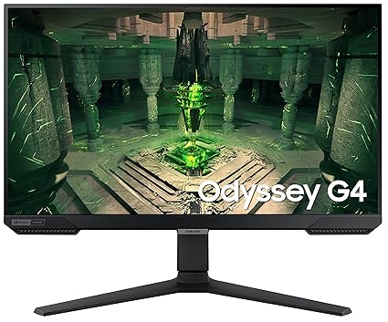 Samsung 25"(62.2cm) Odyssey G4 IPS Gaming Monitor|FHD 1920 x 1080|240Hz|1ms|400nits|SRGB 99%|Ports-HDMIx2,DP,Headphone|DP Cable|Height-Tilt-Pivot Adjustable Stand|Nvidia G-Sync|LS25BG400EWXXL|Black