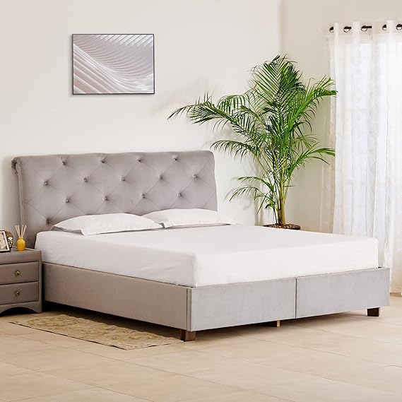 Home Centre Stellar Ora Fabric Queen Bed with Drawer Storage - Grey