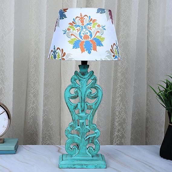 tu casa Mangowood Aqua French Table Lamp for Home Decoration