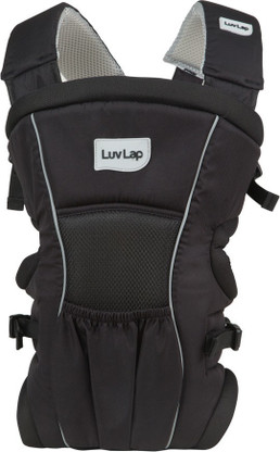LuvLap Blossom Baby Carrier with Front & Back carry positions for 6 to 24 months baby, Baby Carrier (Black, Front Carry facing in)