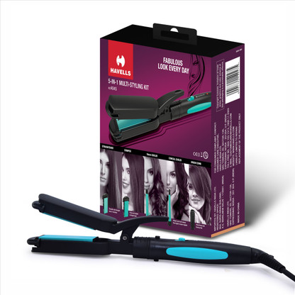 HAVELLS 5-IN-1 Multi-Styling Kit HC4045 Hair Straightener (Turquoise)